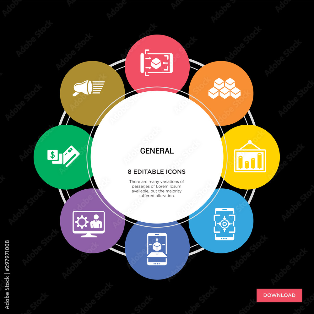Fotografie 8 general concept icons infographic design