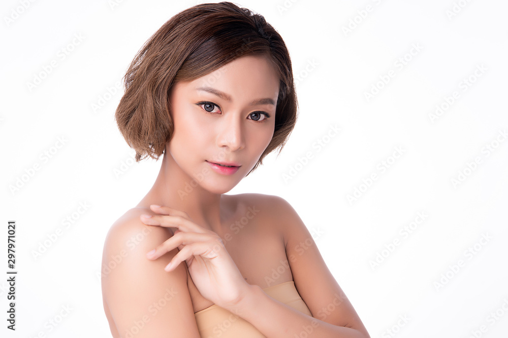 Beautiful Young Asian Woman hand Touching on Shoulder. Clean and Fresh skin, isolated on white background,Beauty Cosmetology Concept, Beautiful Young Asian Woman hand Touching on Shoulder. Clean and Fresh skin, isolated on white background,Beauty Cosmetology Concept,