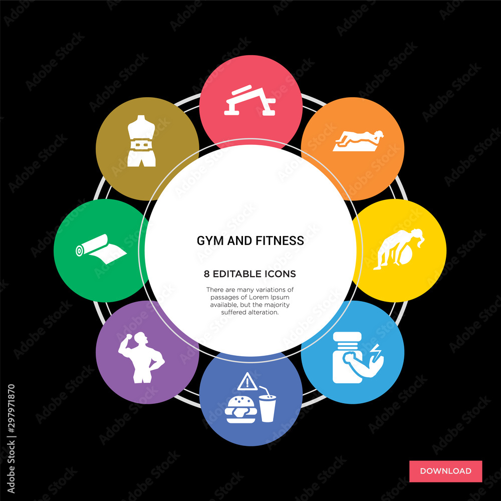 Φωτογραφία 8 gym and fitness concept icons infographic design