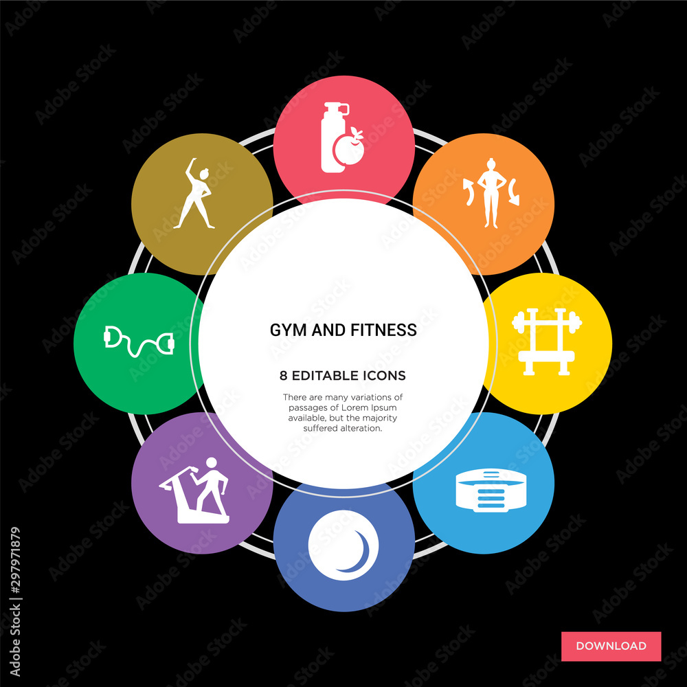 Φωτογραφία 8 gym and fitness concept icons infographic design