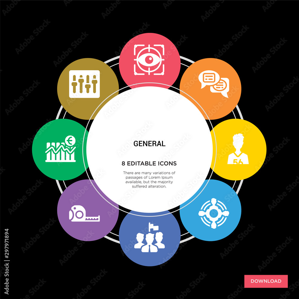 Fotografie 8 general concept icons infographic design