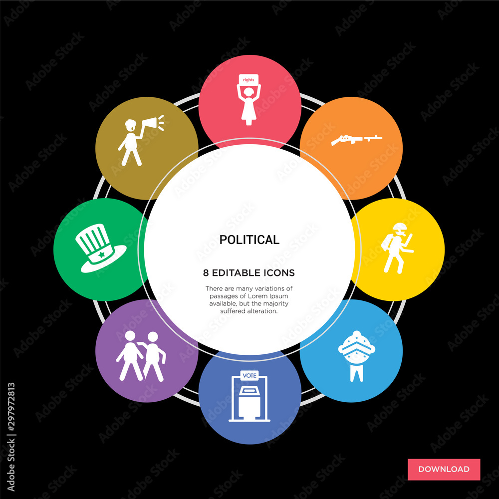 Φωτογραφία 8 political concept icons infographic design