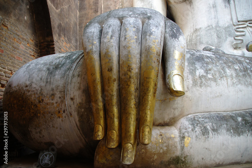 the hand of the buddha in the old city, sukhothai, world heritage, tourist attraction, thailand