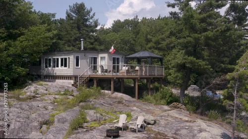 killbear provincial park. Aerial view of the private house in Georgian bay. photo