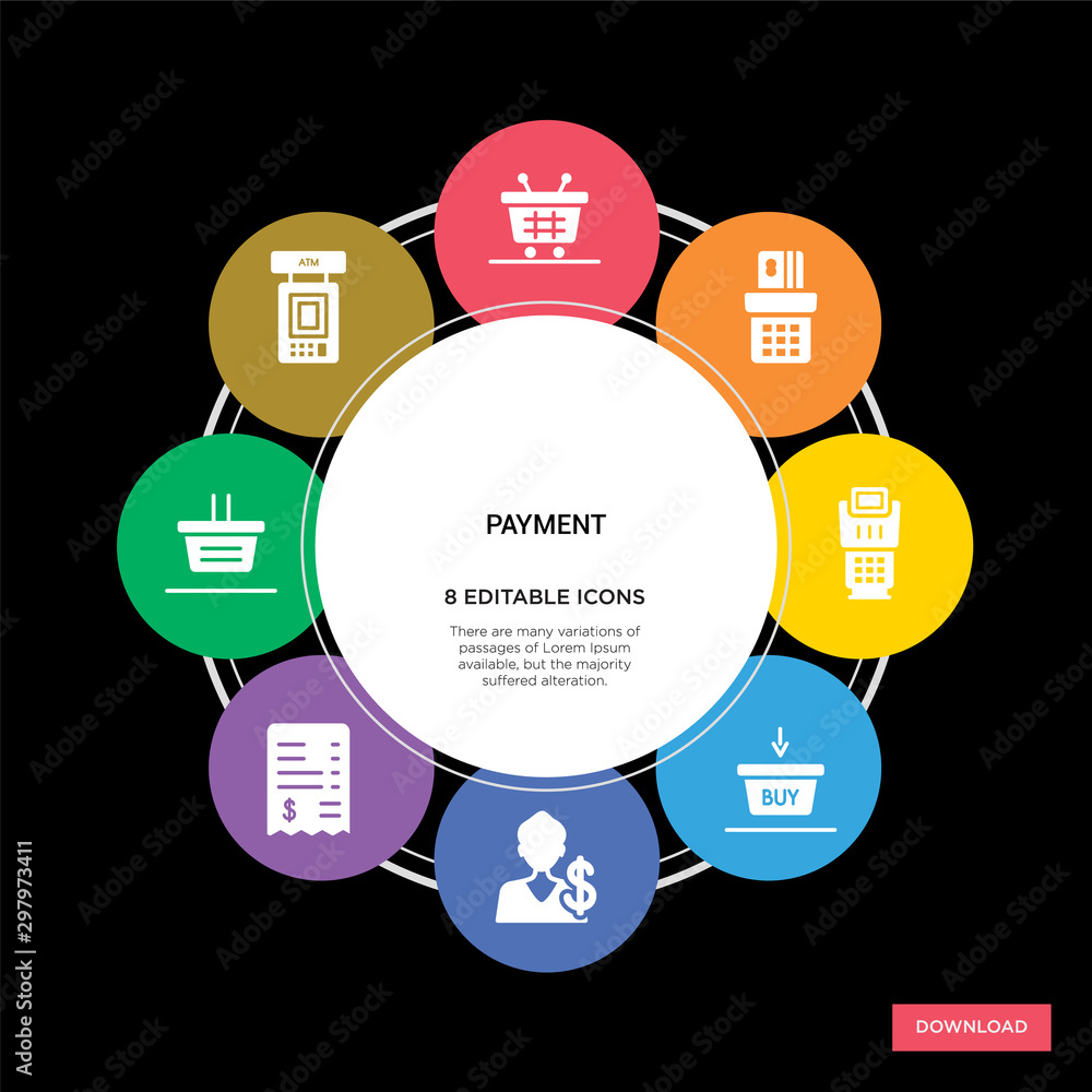 Fotografie 8 payment concept icons infographic design