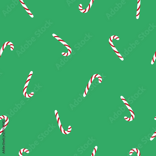 Christmas candy seamless background. Green  red  white. Template for greeting card on Christmas and New Year.