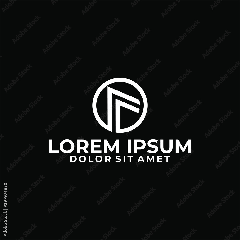 Initial letter F logo template with arrow and circle line art symbol in flat design monogram illustration Initial letter F logo template with arrow and circle line art symbol in flat design monogram illustration