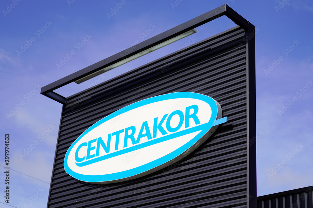 Centrakor logo store on shop sign wall house equipment in low prices Stock  Photo | Adobe Stock
