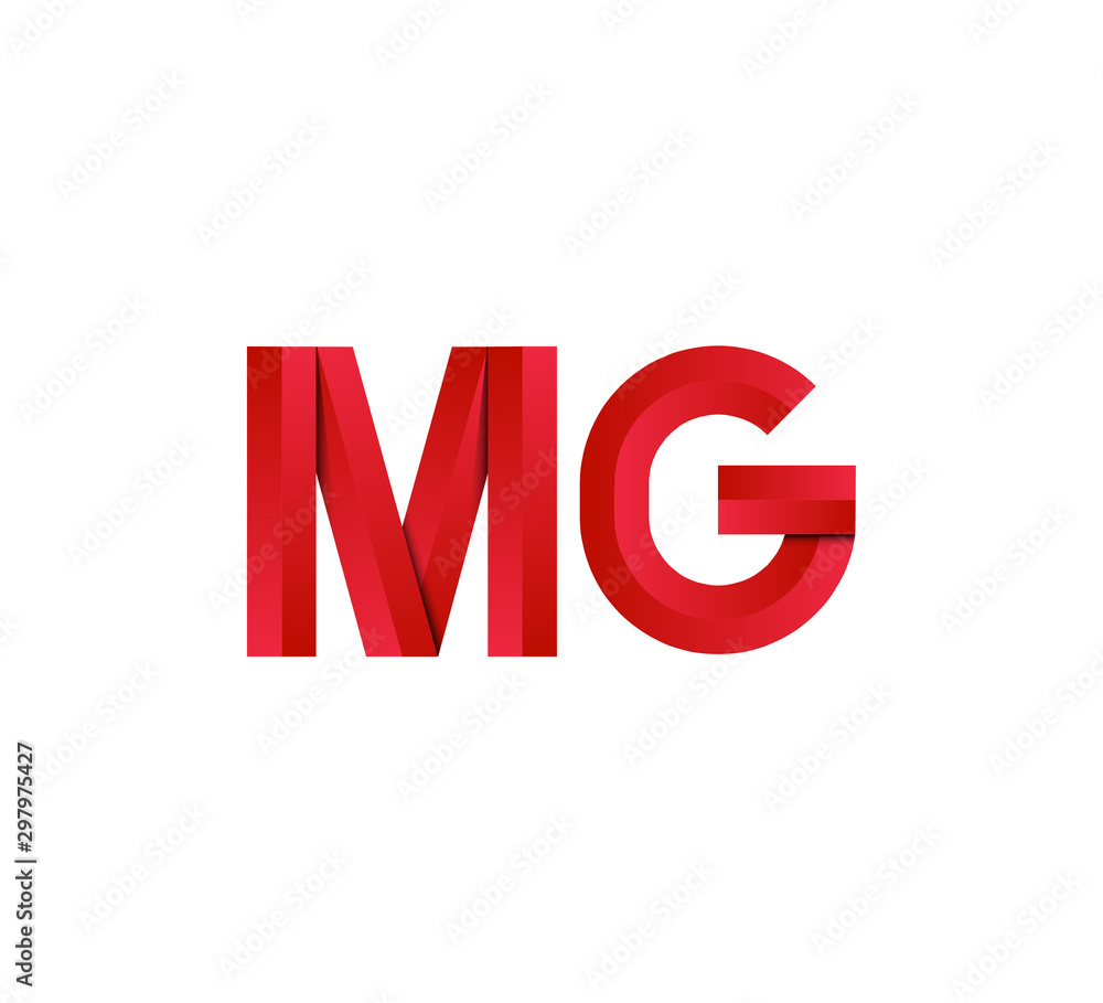 Initial two letter red 3D logo vector MG Initial two letter red 3D logo vector MG