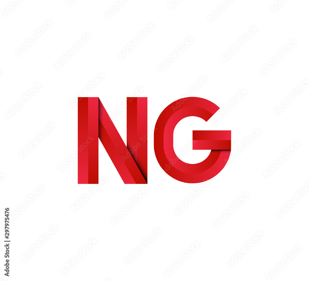 Initial two letter red 3D logo vector NG Initial two letter red 3D logo vector NG