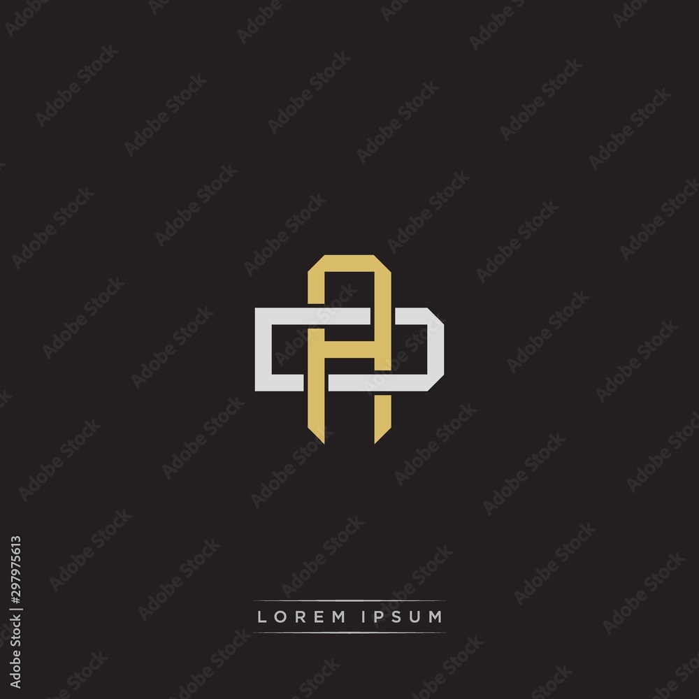 Obraz premium AD Initial letter overlapping interlock logo monogram line art style