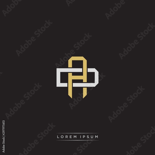 AD Initial letter overlapping interlock logo monogram line art style