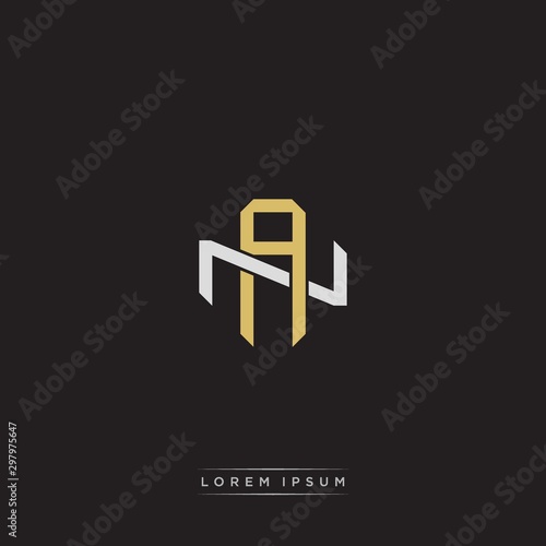 AN Initial letter overlapping interlock logo monogram line art style