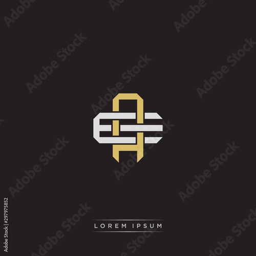 AE Initial letter overlapping interlock logo monogram line art style