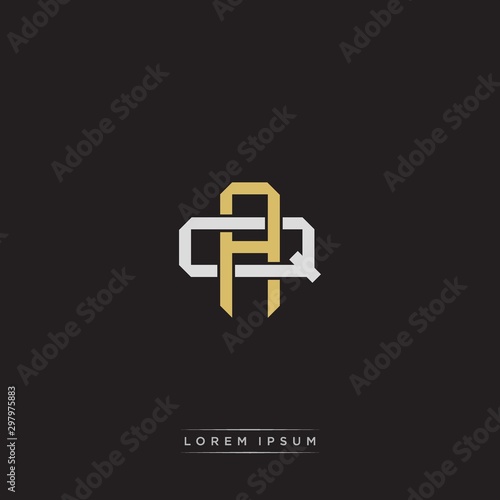 AQ Initial letter overlapping interlock logo monogram line art style