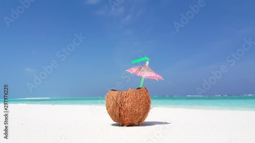 Coconut drink on a tropical beach 