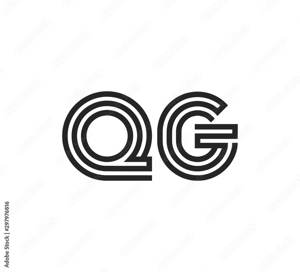 Initial two letter black line shape logo vector QG Initial two letter black line shape logo vector QG