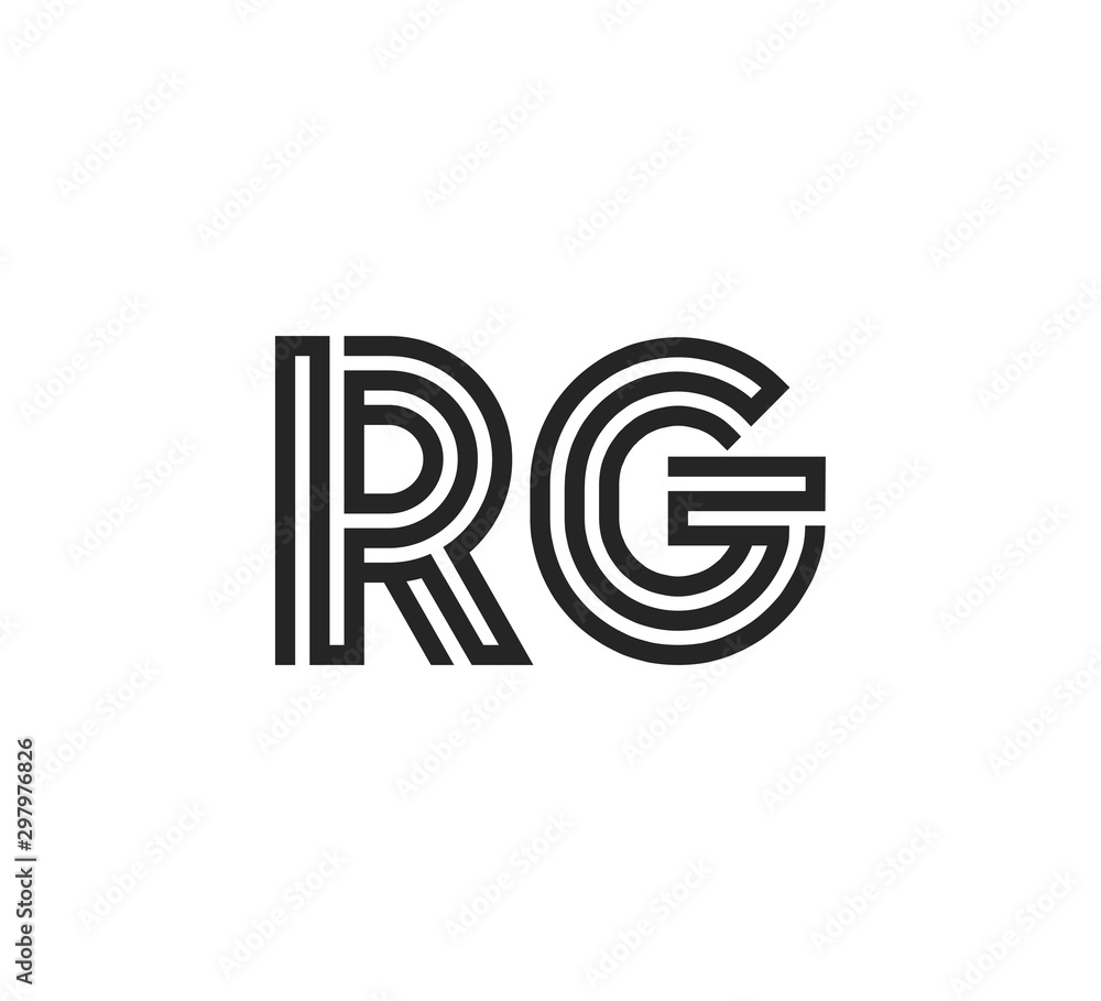 Initial two letter black line shape logo vector RG Initial two letter black line shape logo vector RG