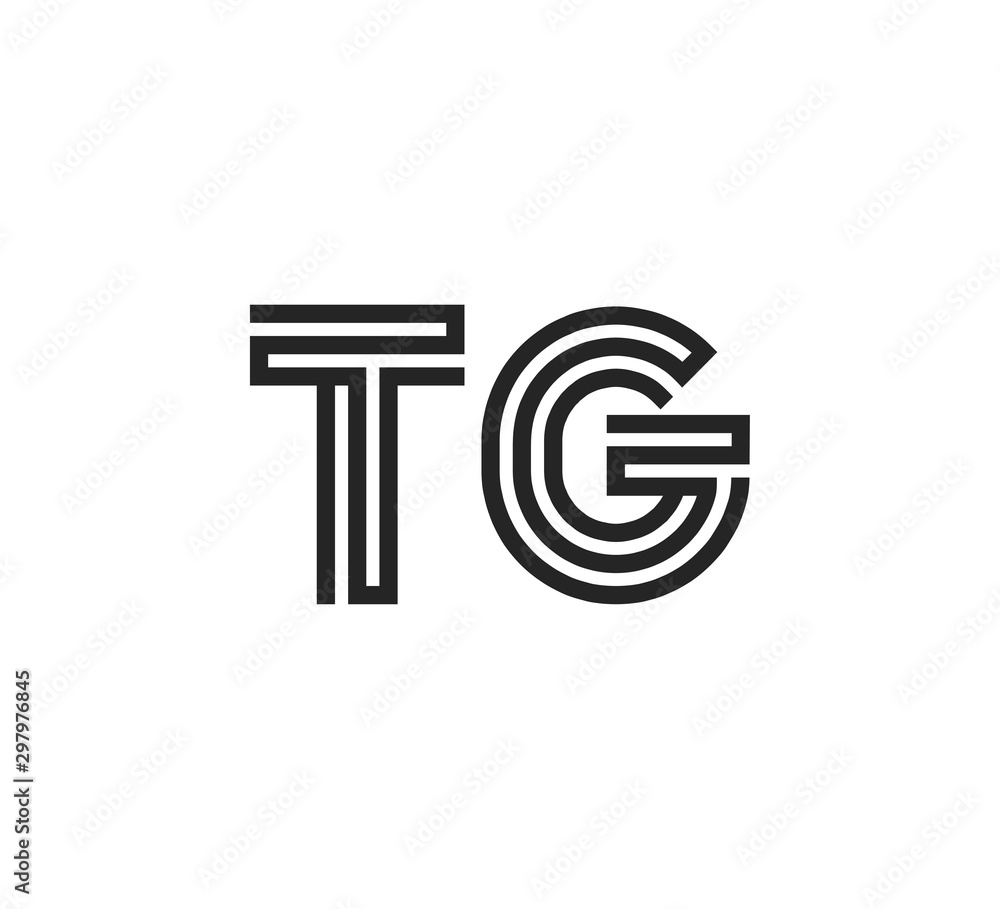 Initial two letter black line shape logo vector TG Initial two letter black line shape logo vector TG