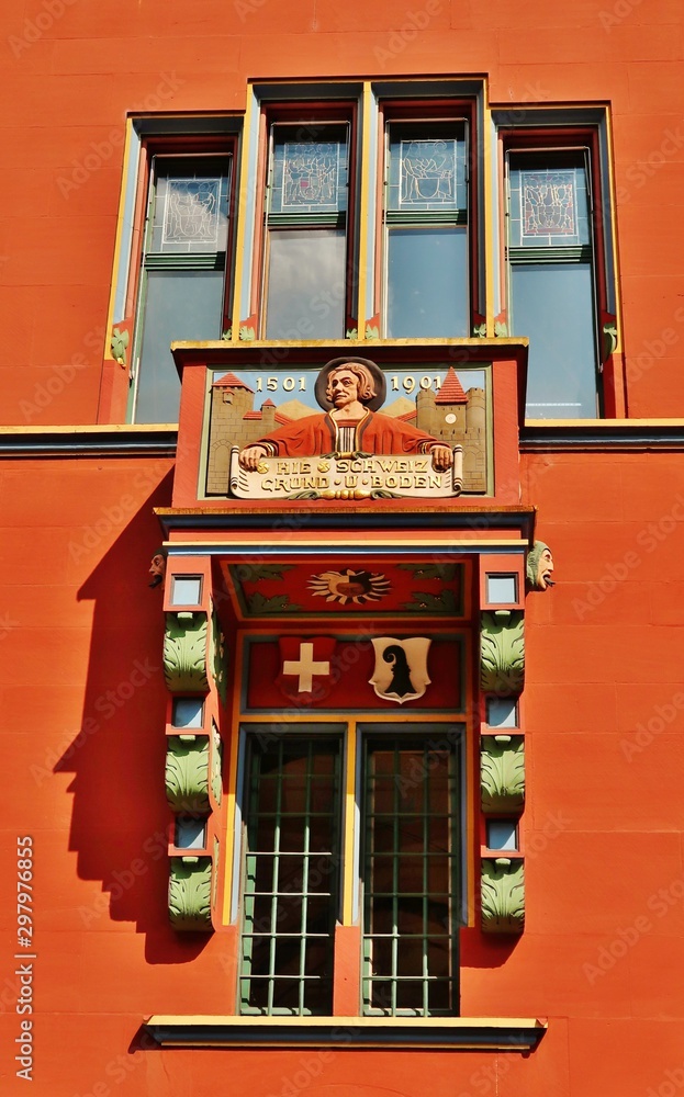 Fototapeta premium Loggia, Rathausfassade, Basel, Schweiz