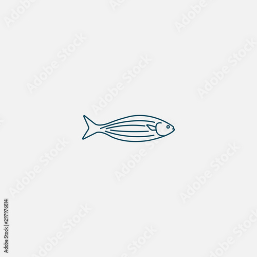 Fish plate vector logotype. icon Linear seafood logo Template