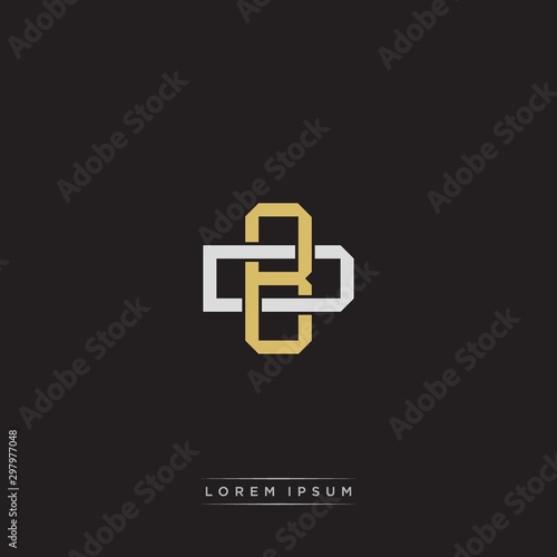 BD Initial letter overlapping interlock logo monogram line art style