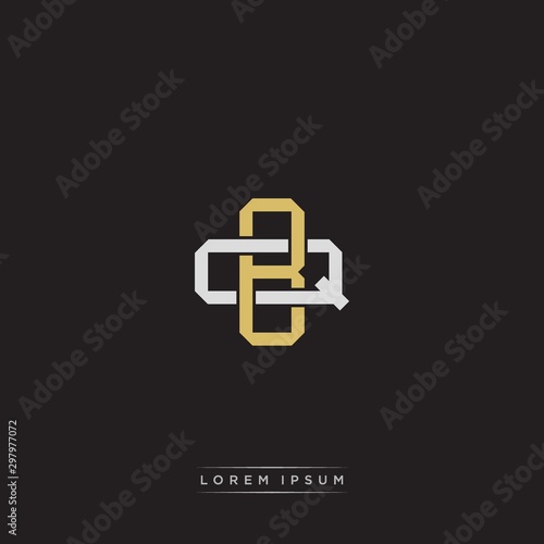BQ Initial letter overlapping interlock logo monogram line art style