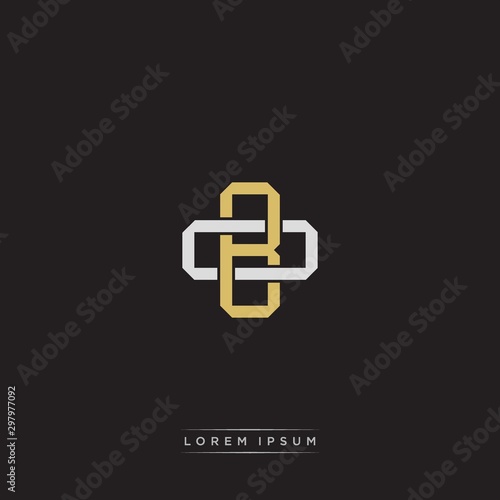 BO Initial letter overlapping interlock logo monogram line art style