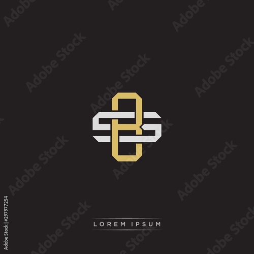 BS Initial letter overlapping interlock logo monogram line art style