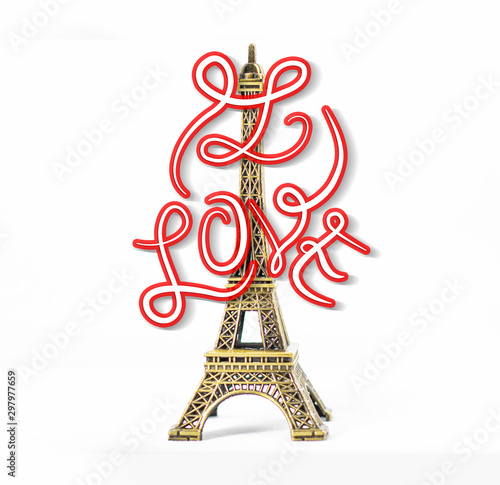Eiffel tower ornament isolated. Paris best destination - Symbol of Paris 