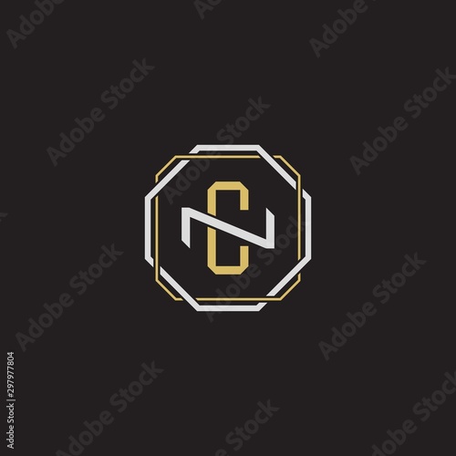 CN Initial letter overlapping interlock logo monogram line art style