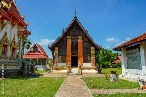 Beautiful landscape of ancient  temple in  Wat Manophirom Temple, Mukdahan, Thailand © fordzolo