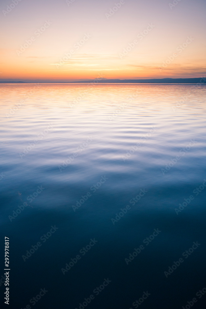 Sunset and soft light on lake neusiedl in Burgenland