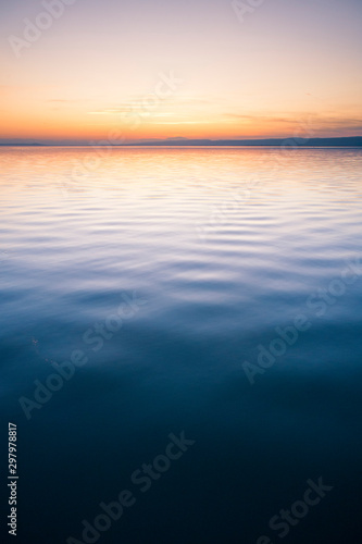 Sunset and soft light on lake neusiedl in Burgenland