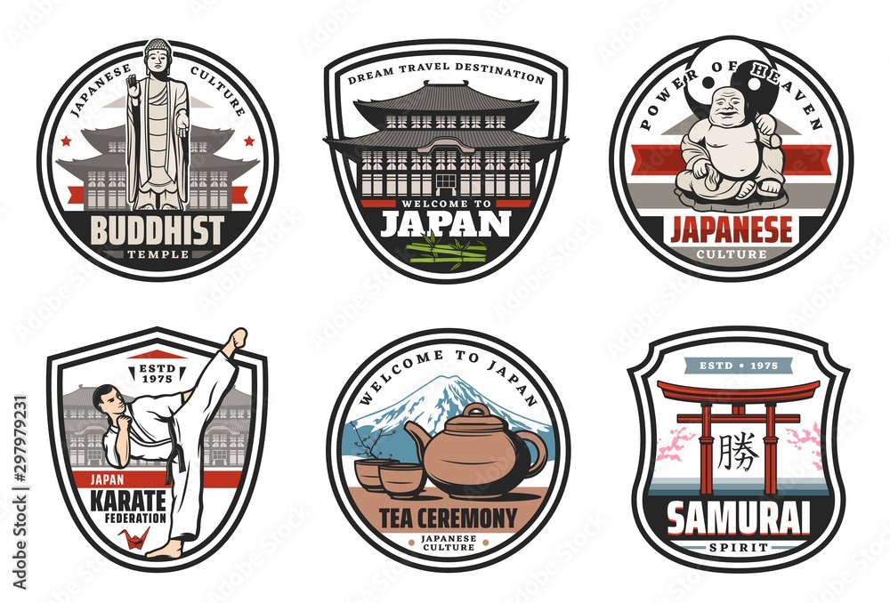 Japan culture and tradition icons