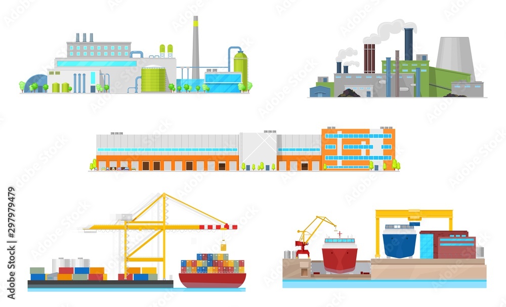Plant, factory, warehouse, port and shipyard - obrazy, fototapety, plakaty 