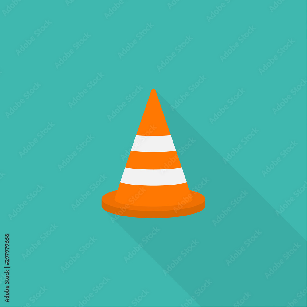 Construction traffic cone icon, warning sign design. Vector illustration. Construction traffic cone icon, warning sign design. Vector illustration.