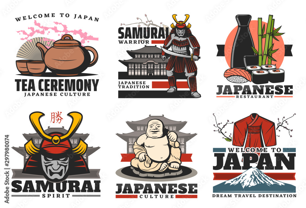 Japan culture and travel, tradition icons