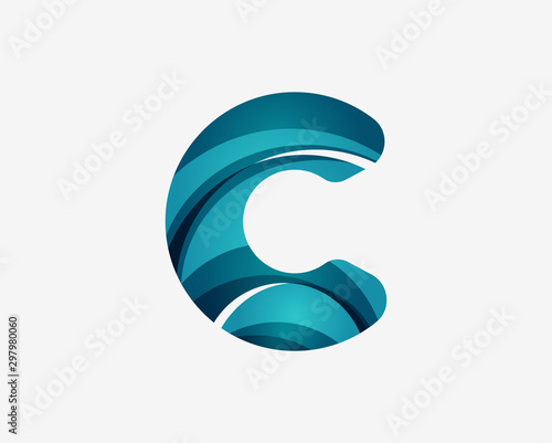 Fototapeta Naklejka Na Ścianę i Meble -  Letter C logo business icon design. Minimal flowing concept.
