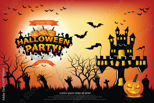 Halloween lettering Halloween Party.