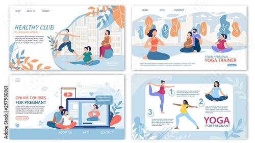 Activities for Healthy Pregnancy Vector Web Pages