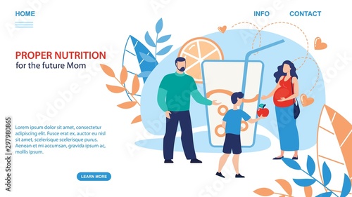 Pregnant Woman Proper Nutrition Vector Website