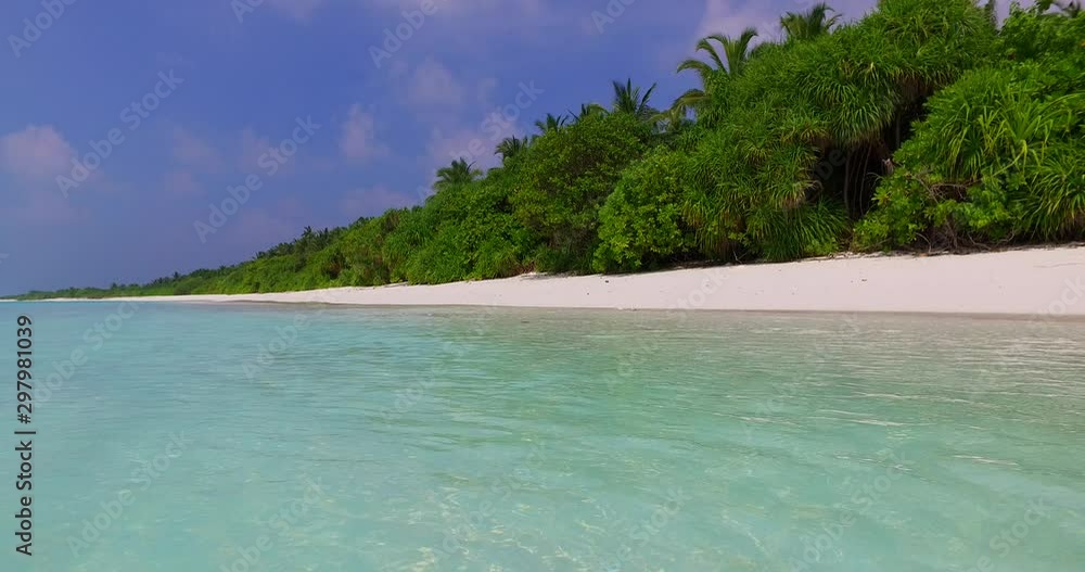 Beautiful tropical island with palms and vegetation seen from crystal water of shallow shore in Thailand Beautiful tropical island with palms and vegetation seen from crystal water of shallow shore in Thailand