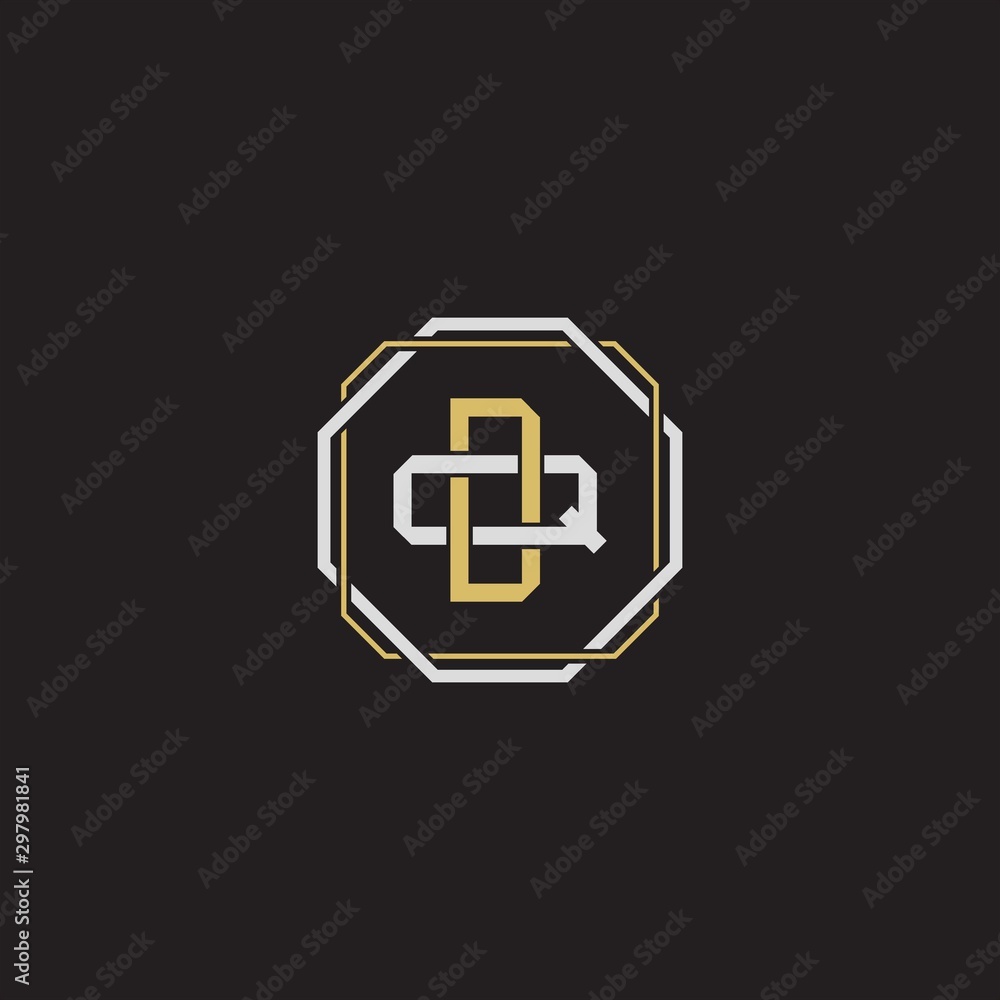 DQ Initial letter overlapping interlock logo monogram line art style DQ Initial letter overlapping interlock logo monogram line art style