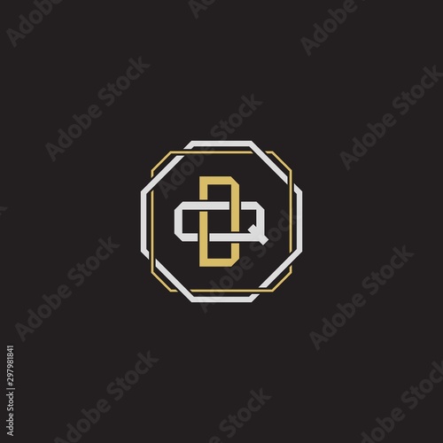 DQ Initial letter overlapping interlock logo monogram line art style