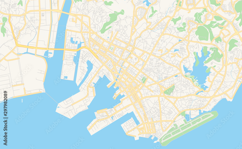 Printable street map of Ube, Japan