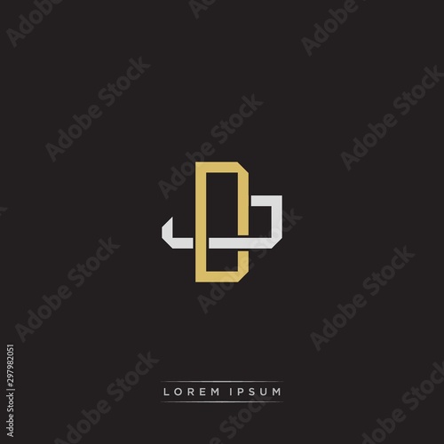 DJ Initial letter overlapping interlock logo monogram line art style