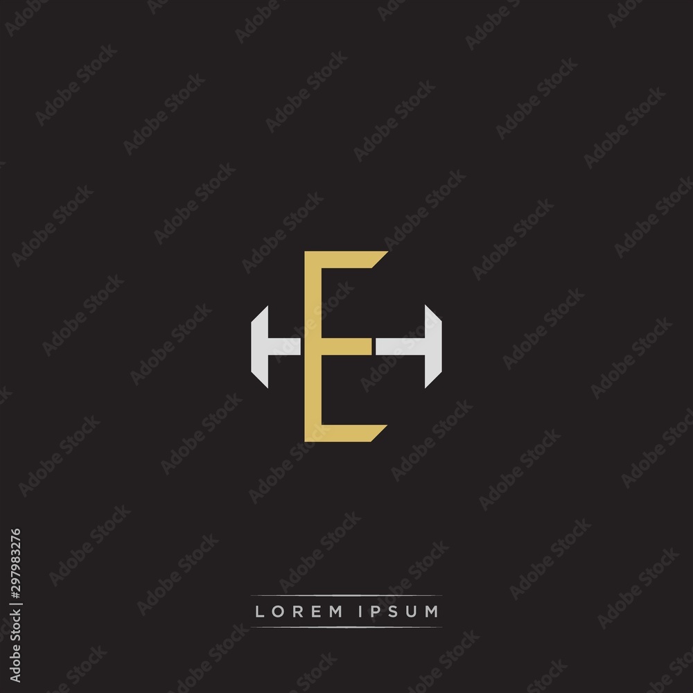 EH Initial letter overlapping interlock logo monogram line art style EH Initial letter overlapping interlock logo monogram line art style
