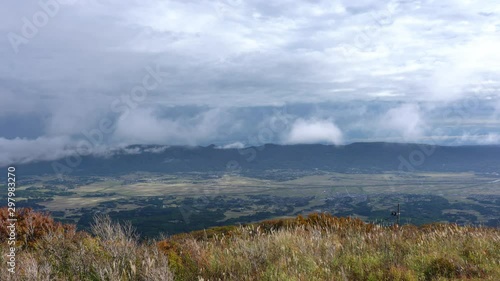 Niigata,Japan-October 22, 2019: Panoramic view of Kuninaka Plain under sea of clouds in Sado Island, Niigata, Japan photo