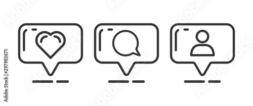 Gray social media icons and outline style. Vector illustration.